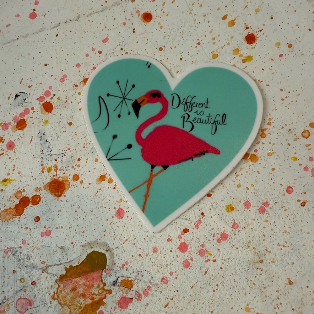 Vibrant Pink and Blue Flamingo Sticker